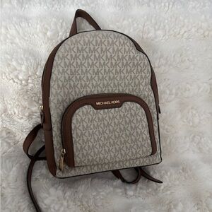 Michael Kors Signature Tan and Brown Backpack